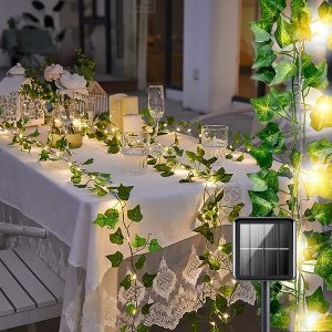 Solarna bajkovita svjetla s umjetnim lišćem bršljana (5 m) | LEAFGLO